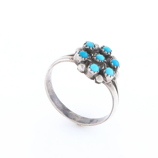 Round Turquoise Cluster Ring