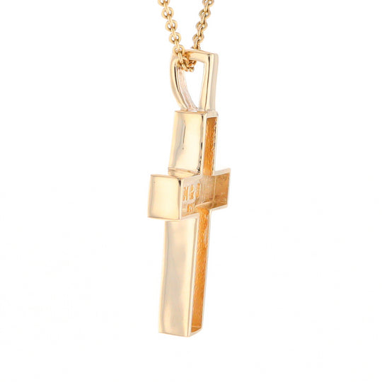 Gold Quartz Pendant Cross Design 3 Section Inlaid Pendant