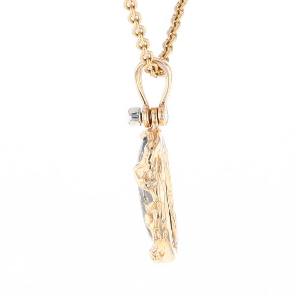 Serpentine & Gold Quartz Freeform Pendant