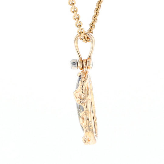 Serpentine & Gold Quartz Freeform Pendant