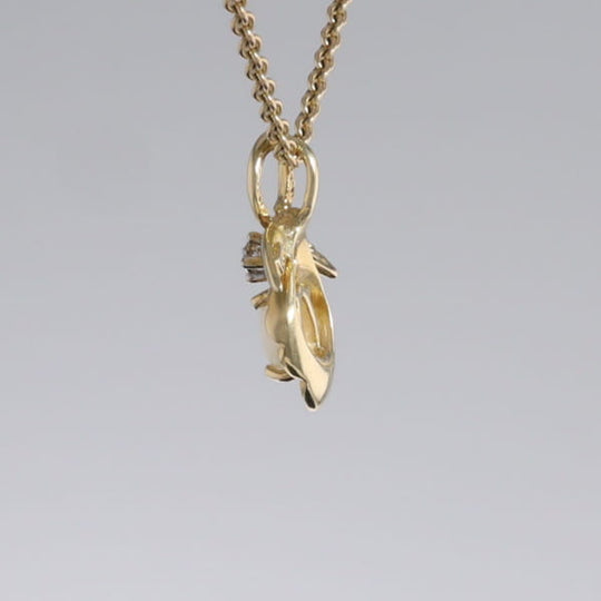 Pear-leaf Opal and Diamond Pendant
