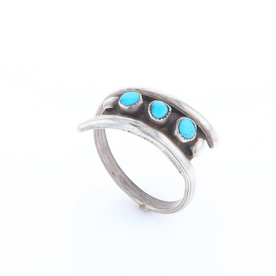 Round Turquoise Row Bypass Ring