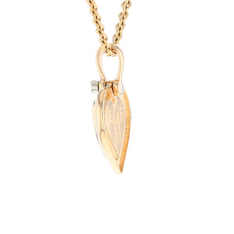 Gold Quartz Heart Shape Inlaid Pendant with .02ct Diamond