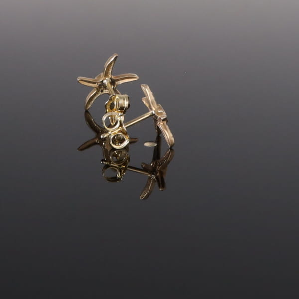 Opal Earrings Inlaid Realistic Star Fish Design Studs