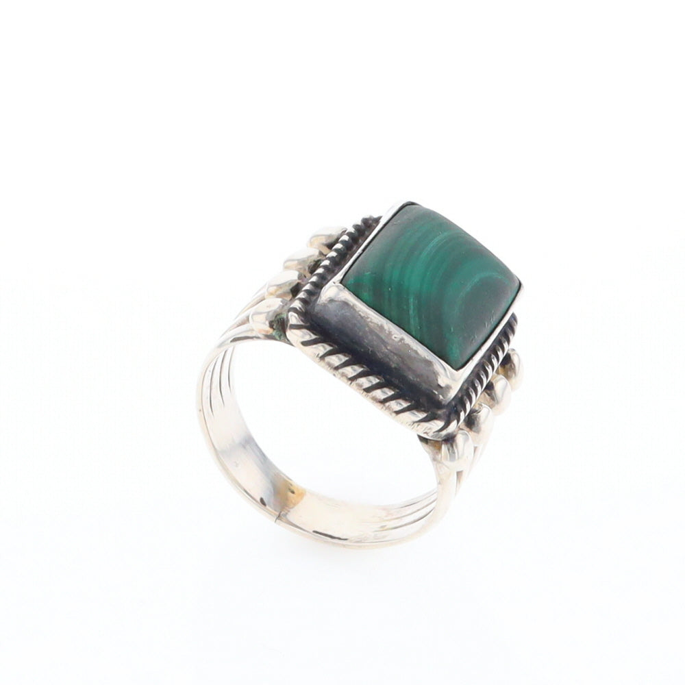 Native Rectangle Malachite Ring