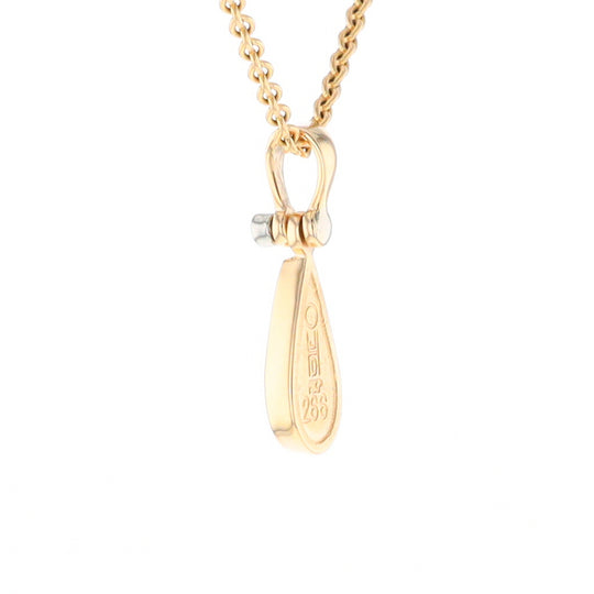 Gold Quartz Pendant Tear Drop Inlaid Design with .02ct Diamond