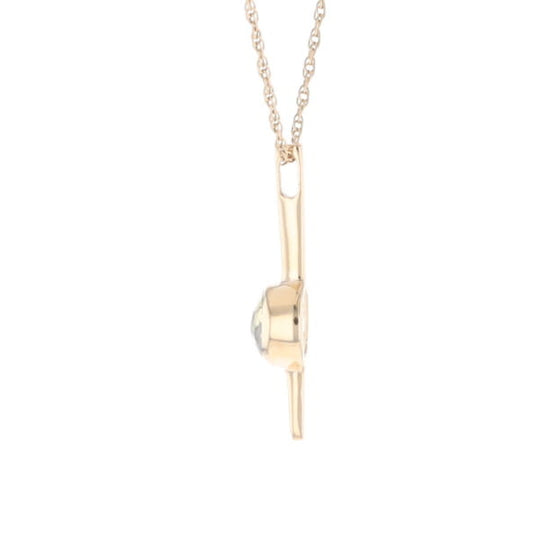 Gold Quartz Necklace Bar Design Round Fine Quality Inlaid Pendant