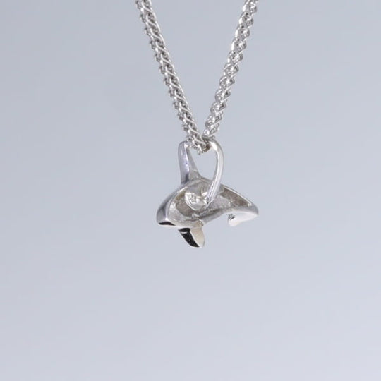 Opal Pendant Inlaid Realistic Orca Killer Whale Design