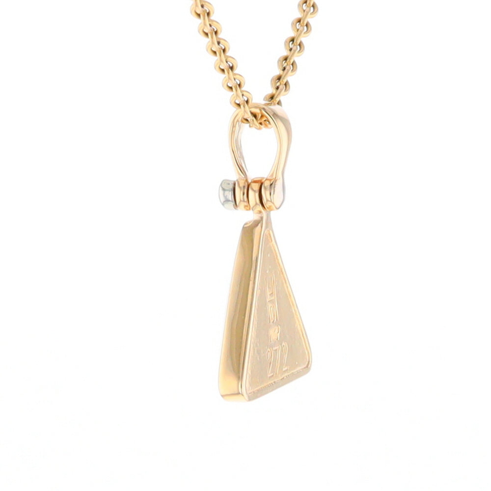 Gold Quartz Necklace Triangle Inlaid Pendant with .02ct Diamond