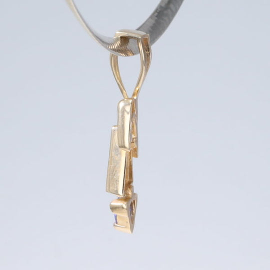 Opal Pendant Triangle Inlaid Design with Trillion Cut Tanzanite