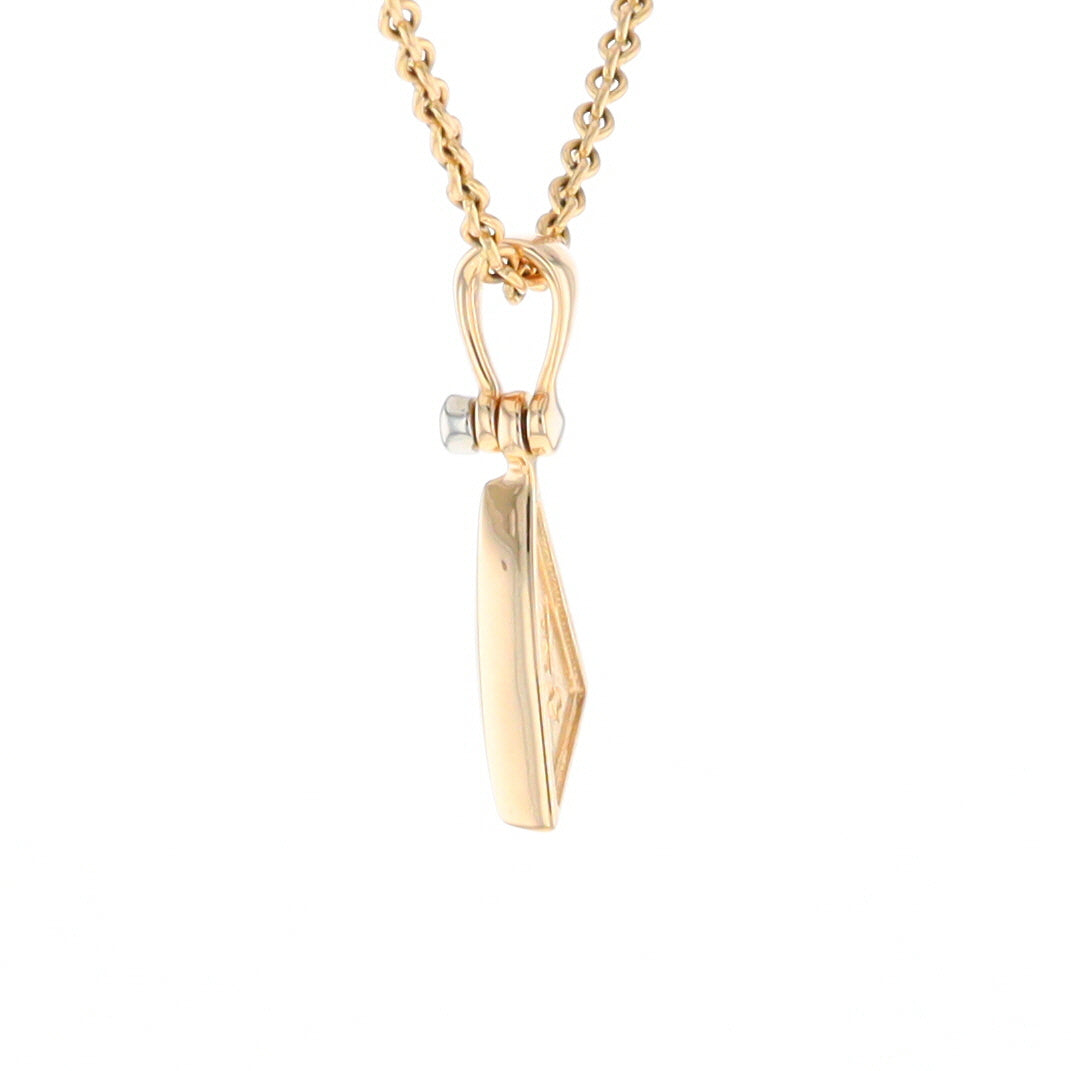 Gold Quartz Necklace Sail Inlaid Design Pendant with .02ct Diamond