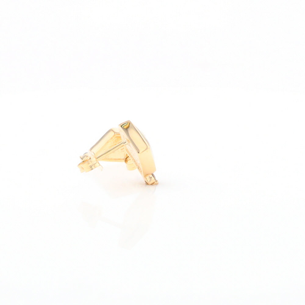 Diamond-Shaped Gold Quartz Inlaid Earrings - G2