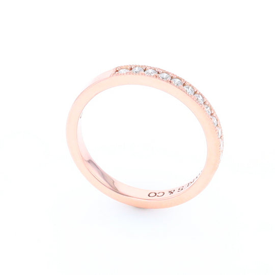 Rose Gold Milgrain Diamond Wedding Band