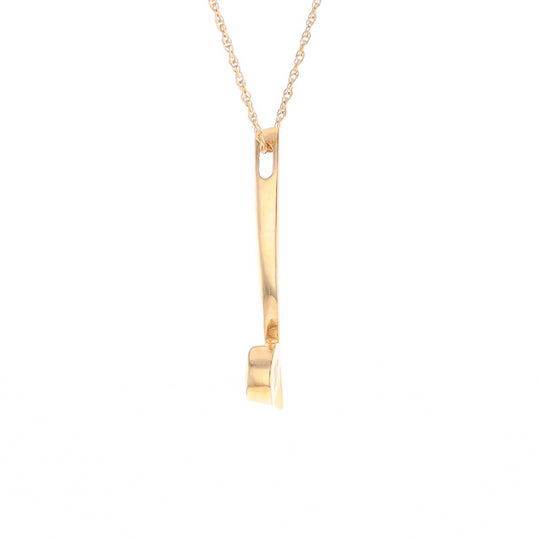 Gold Quartz Necklace Round Inlay Curved Bar Design Pendant