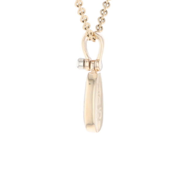Gold Quartz Necklace Pear Shape Inlaid Pendant with .02ct Diamond