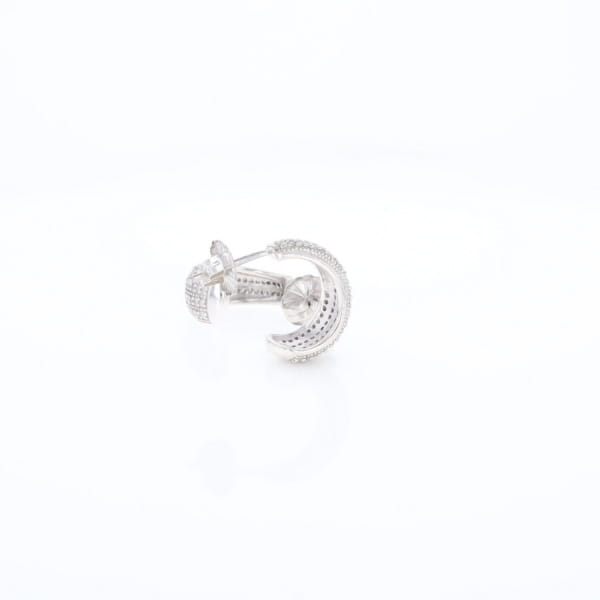 Diamond Half Hoop Stud Earrings