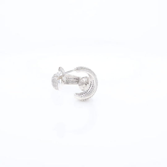 Diamond Half Hoop Stud Earrings