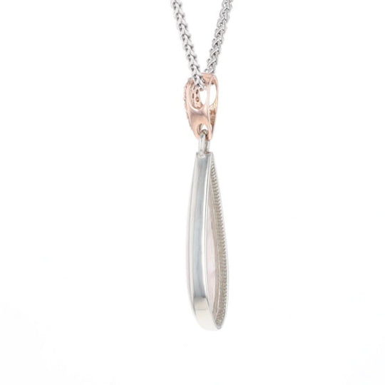 Rose Quartz Teardrop Inlaid Pendant with .11ctw diamonds