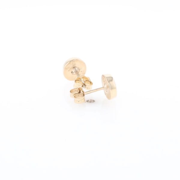 Gold Quartz Earrings Round Inlaid Studs