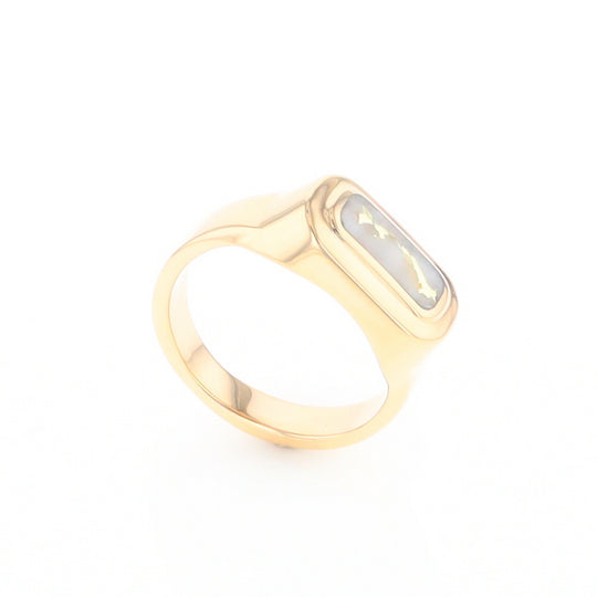 Gold Quartz Ring Oval Inlaid Design - G2