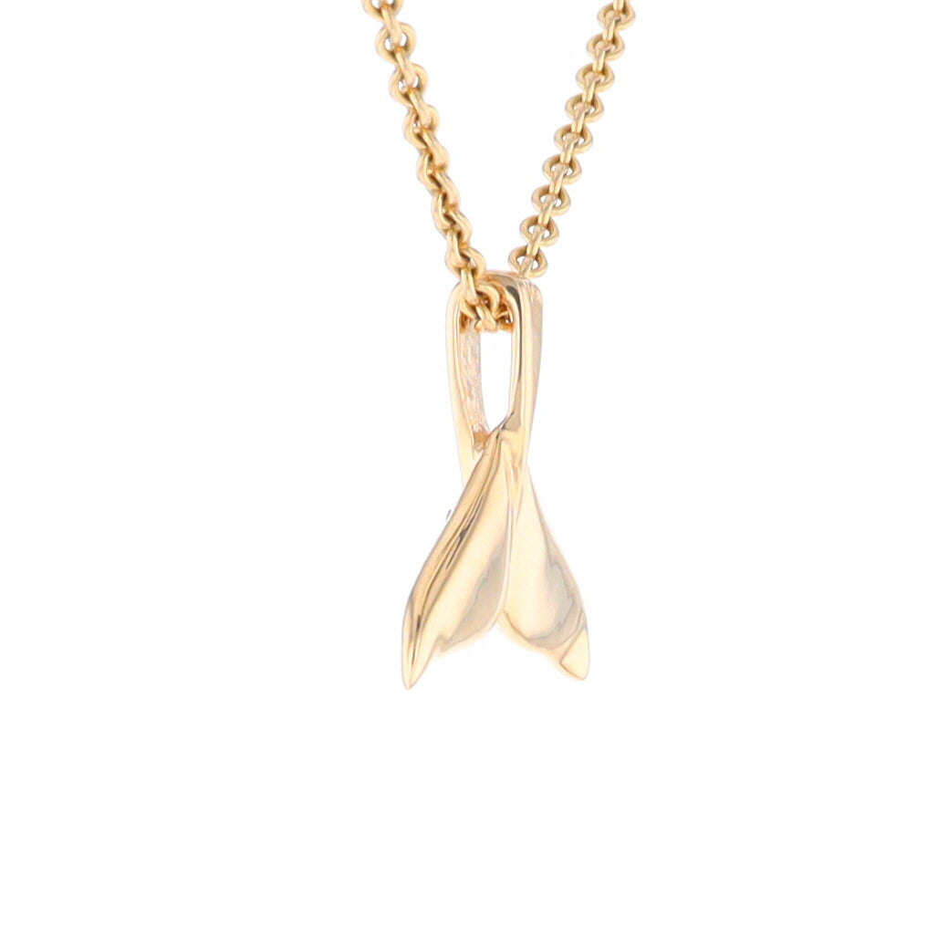 Small Whale Tail Gold Quartz and Gold Nugget Pendant