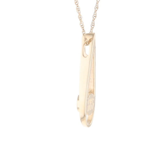 Open Teardrop Round Gold Quartz Inlaid Pendant
