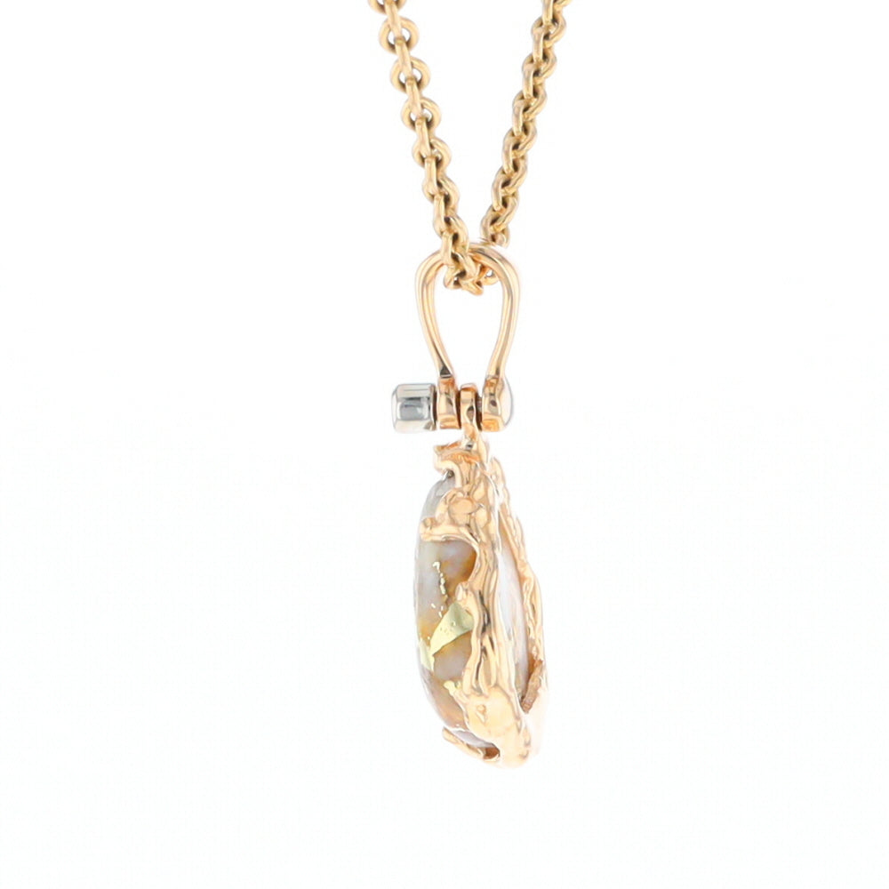 Gold Quartz Freeform Pendant