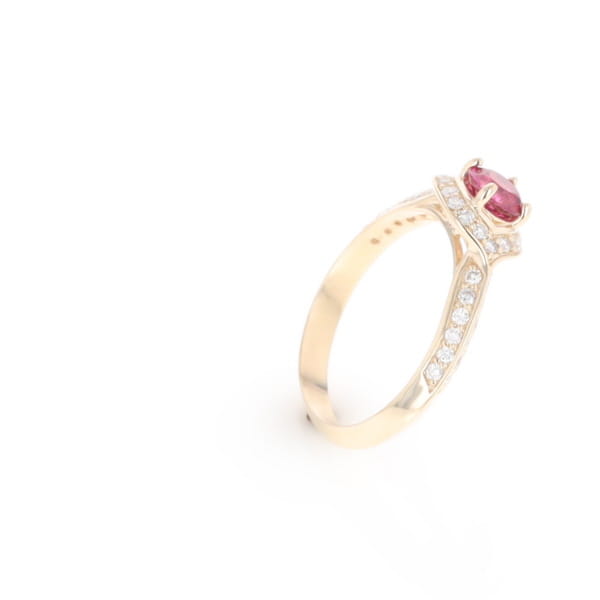 Peaked Halo Pink Tourmaline & Diamond Engagement Ring