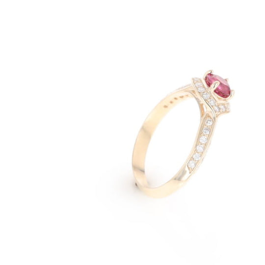 Peaked Halo Pink Tourmaline & Diamond Engagement Ring