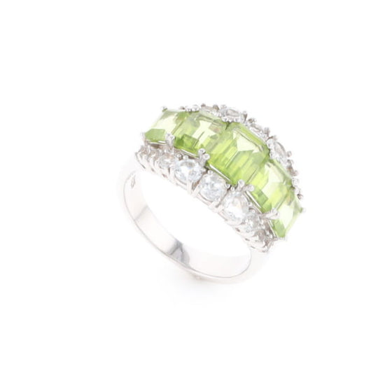 Peridot and CZ Cocktail Ring