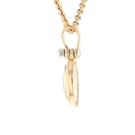 Gold Quartz Oval Inlaid Pendant with .02ct Diamond