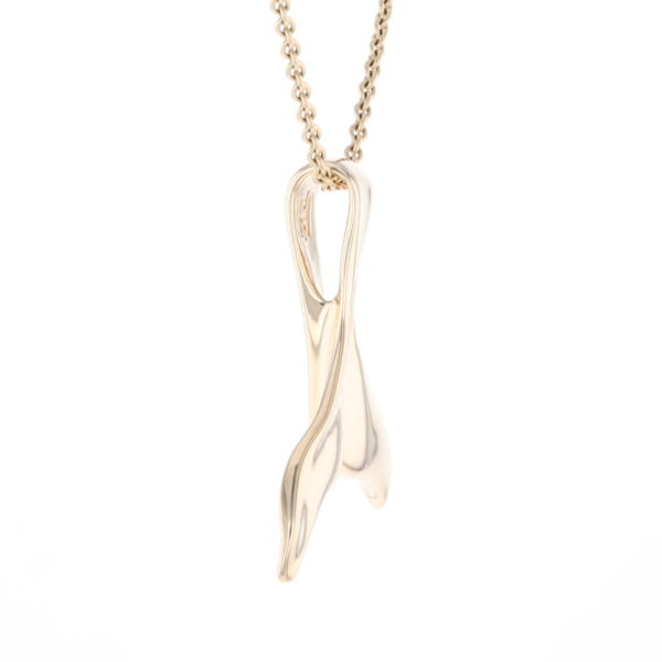 Whale Tail Natural Gold Quartz Single Side Inlaid Pendant