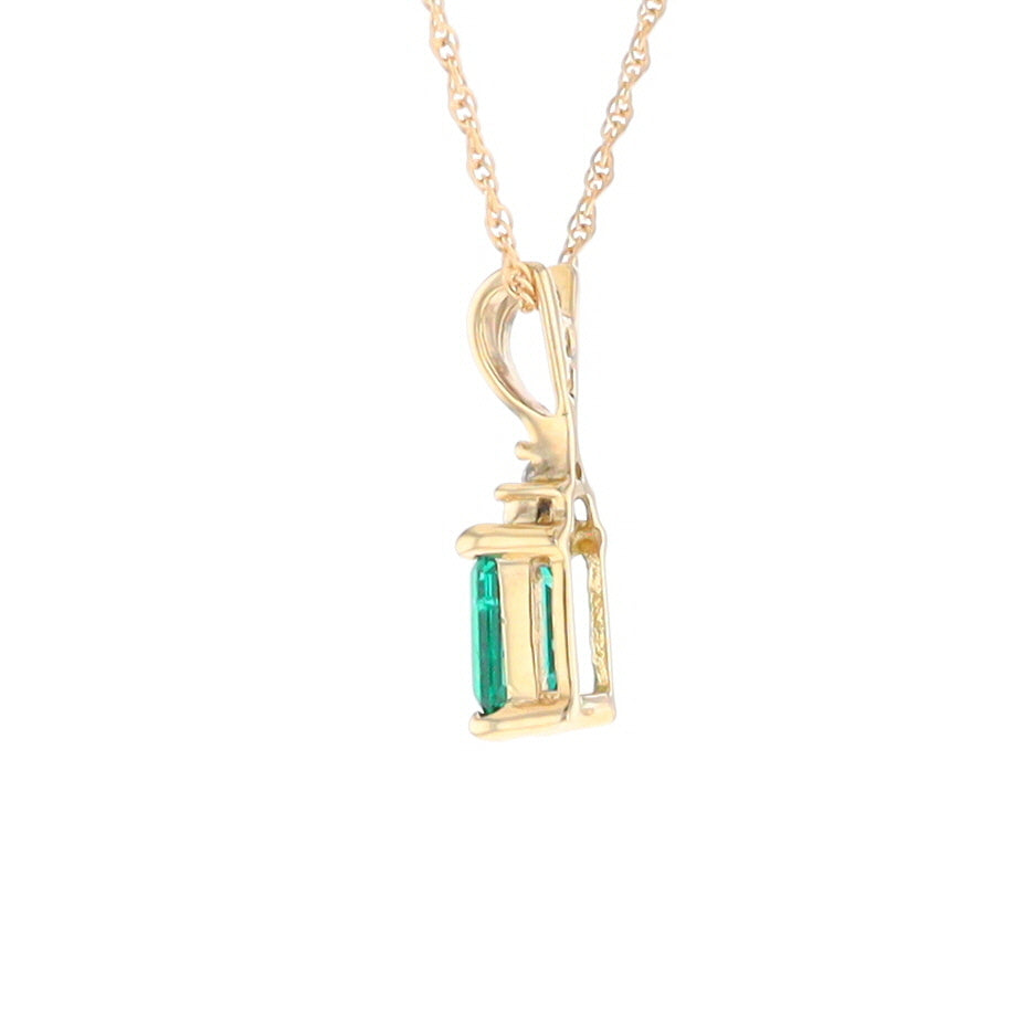 Synthetic Emerald Pendant with Diamond Accents