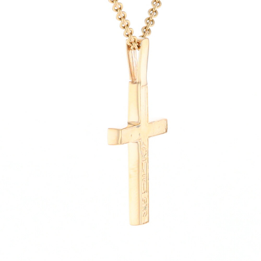 Gold Quartz Necklace 4 Section Inlaid Design Cross Pendant