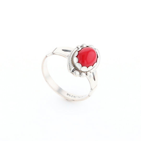 Native American Oval Coral Ring