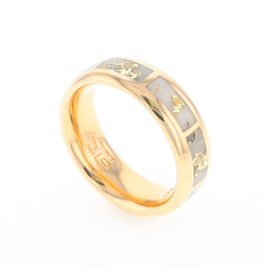 Gold Quartz Ring 8 Rectangle Section Inlaid Eternity Band