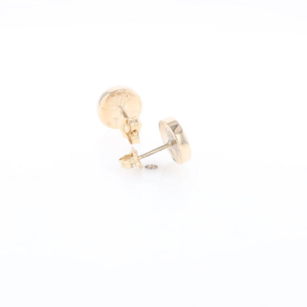 Gold Quartz Earrings 9mm Round Inlaid Studs - G2