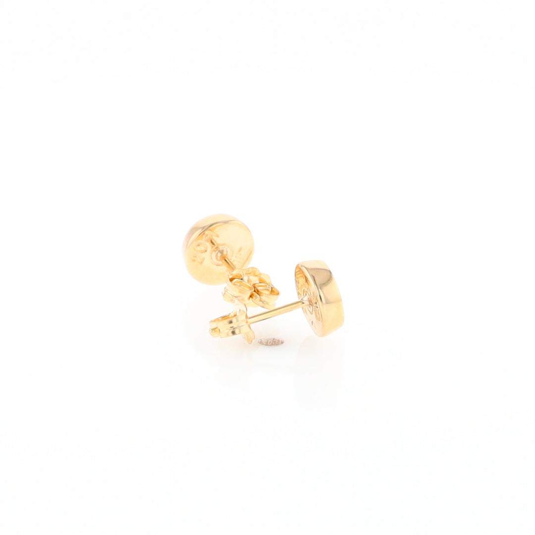 Gold Quartz Earrings Round Inlaid Studs