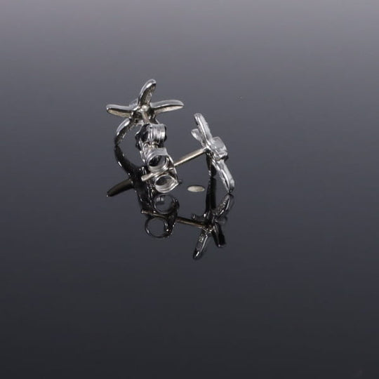 Opal Earrings Inlaid Realistic Star Fish Design