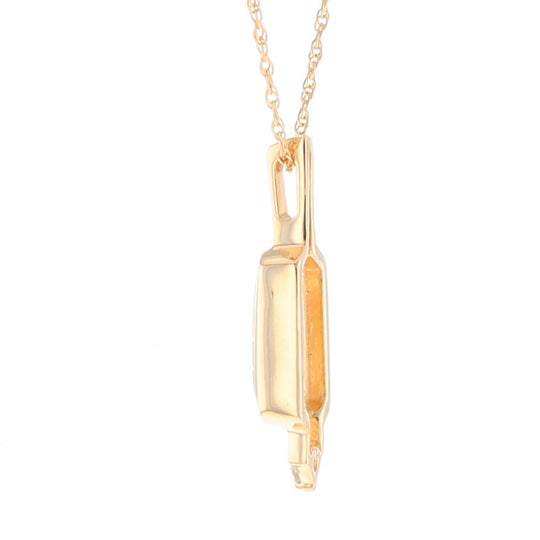 Gold Quartz Pendant with 0.04ctw Diamond Accent