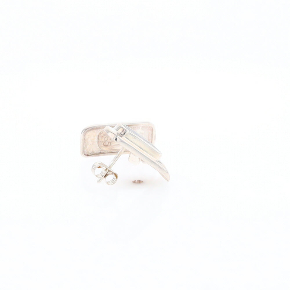 Gold Quartz Inlaid Rectangle Stud Earrings - G3