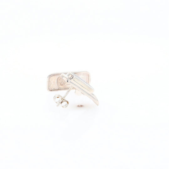 Gold Quartz Inlaid Rectangle Stud Earrings - G3