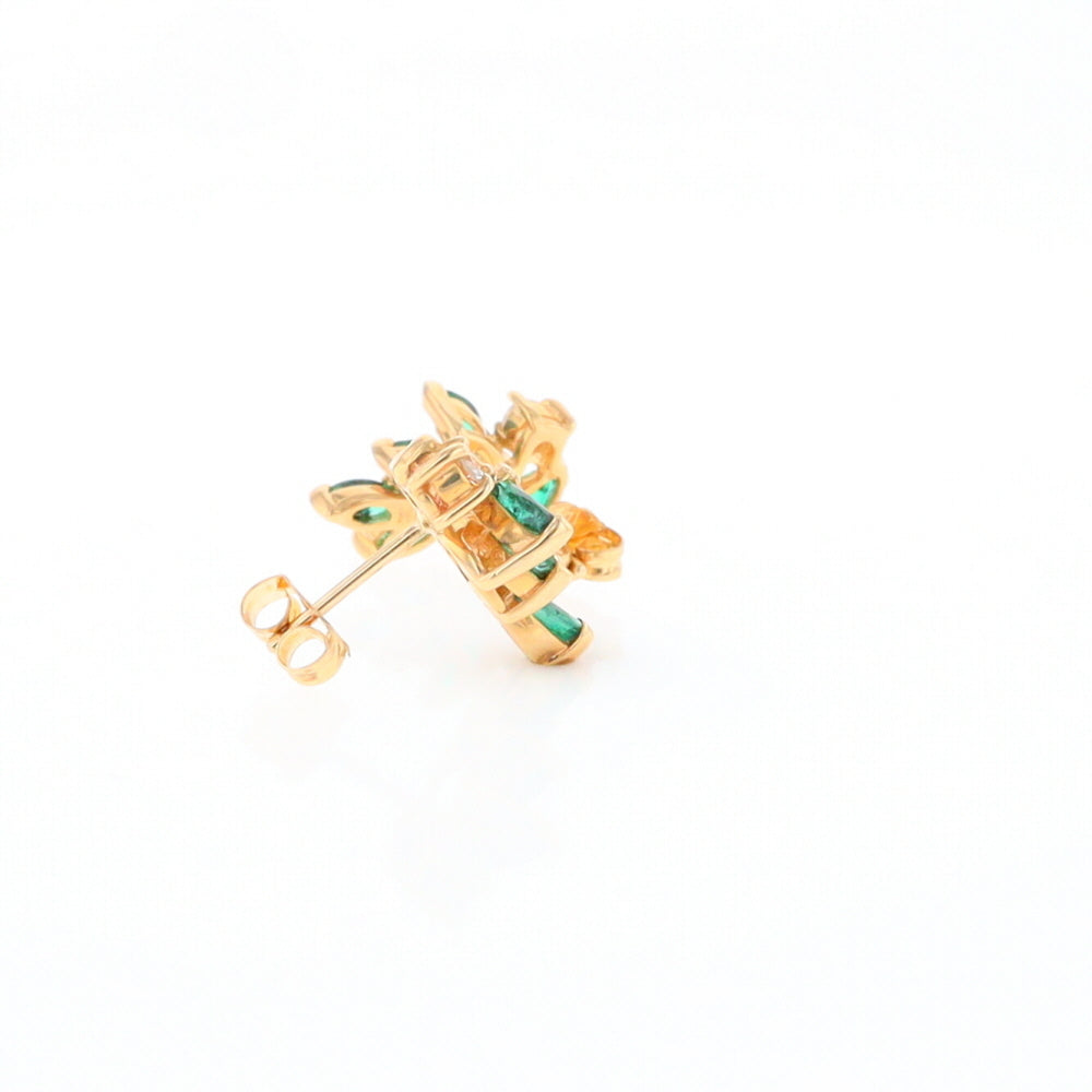 Marquise Emerald Cluster Stud Earrings