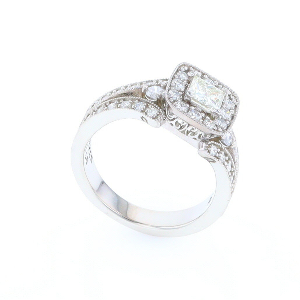 Square Face Diamond Engagement Ring