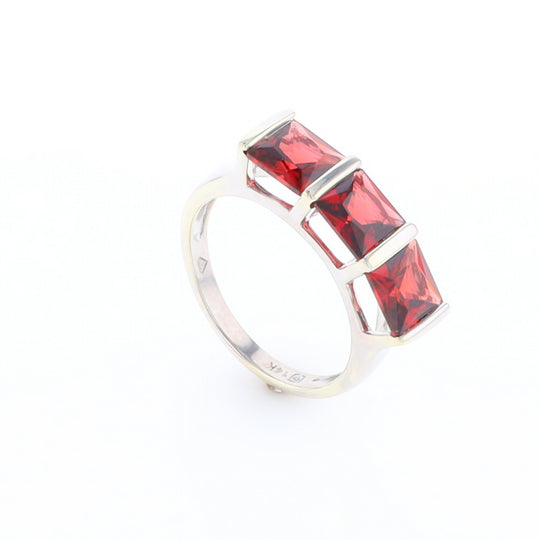 Three Square Garnet Ring