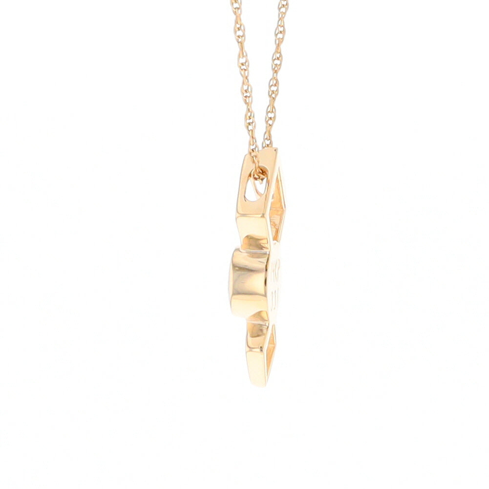 Gold Quartz Round Inlay Double Diamond Design Pendant