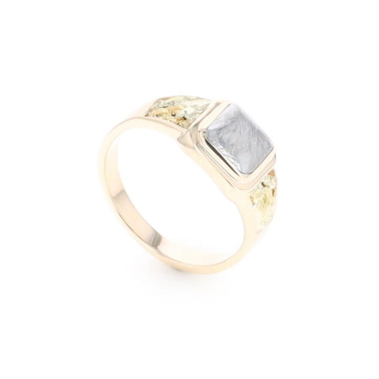 Meteorite & Gold Nugget Ring
