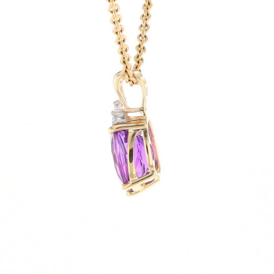 Oval Amethyst Diamond Pendant