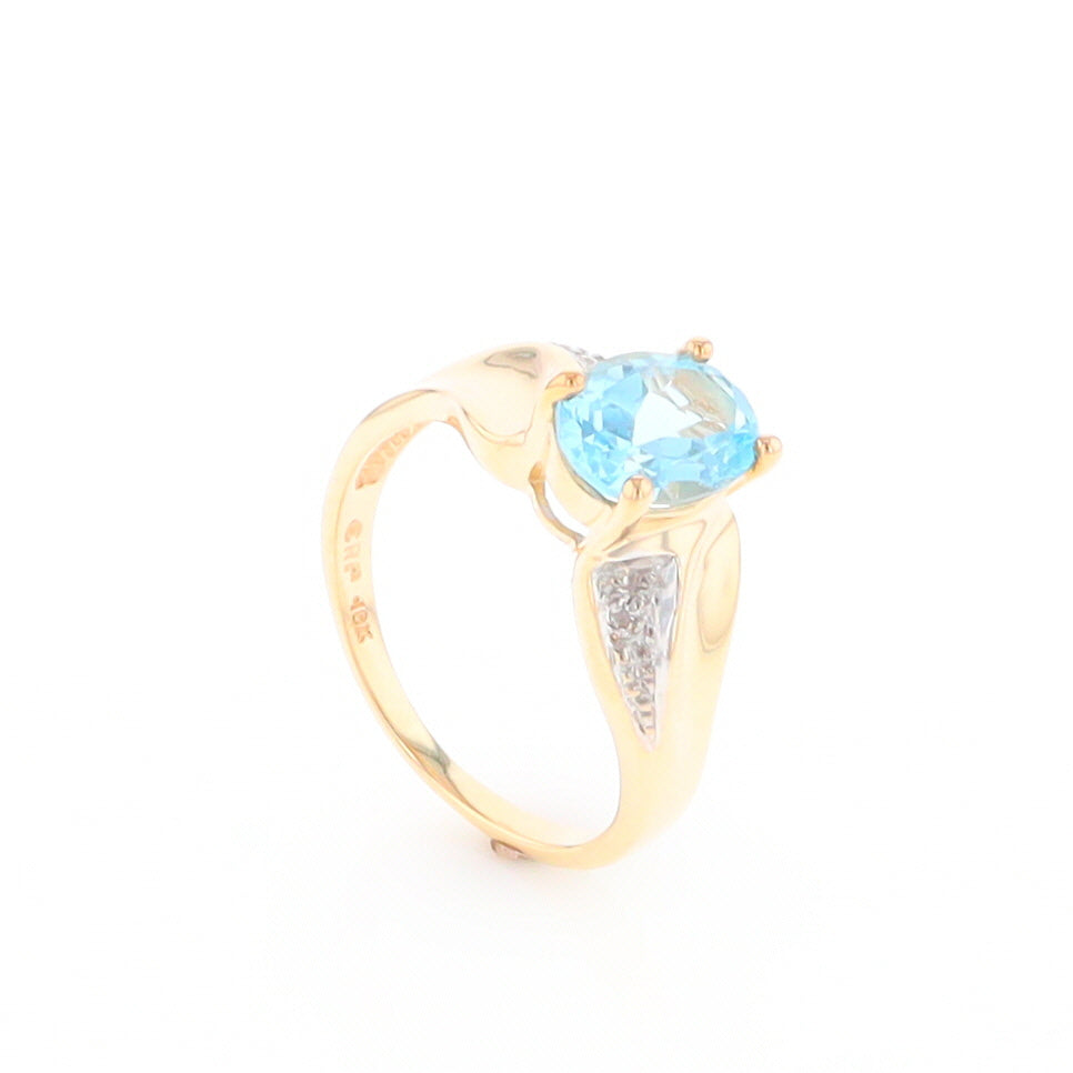 Blue Topaz Ring with Diamond Accents