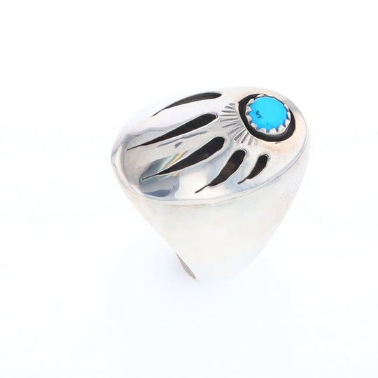 Mens Native Turquoise Bear Claw Ring